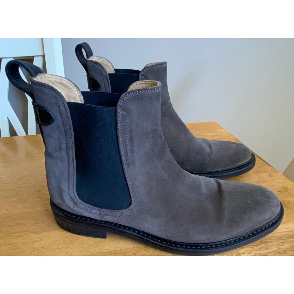 George Brown Bilt Grey Brown Suede Chelsea Boots Mens Size 9M Italy Sample Shoe - Picture 2 of 16